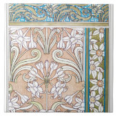 Art Nouveau daffodil Verneui Textilfloralkunst Fliese (Vorderseite)