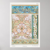 Art Nouveau daffodil Verneui Textilfloralkunst Poster (Vorne)