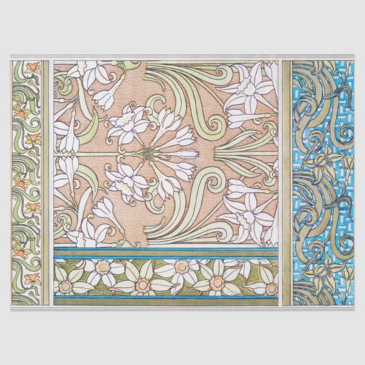Art Nouveau daffodil Verneui Textilfloralkunst Seidenpapier (Vorderseite)