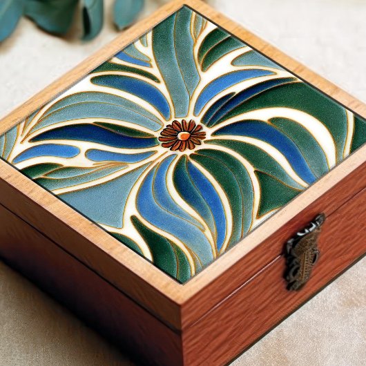 Art Nouveau Daisies Nahtlose Kobalt Blüten Fliese