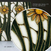 Art Nouveau Daisies Nahtlose weiße grüne Blumen Fliese