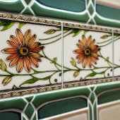Art Nouveau Daisies Unberührte Flora Fliese