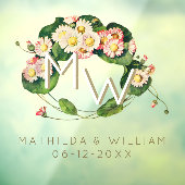 Art Nouveau Daisies Wreath Monogram zum Personalis Fensteraufkleber (Blatt 3)