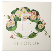 Art Nouveau Daisies Wreath Monogram zum Personalis