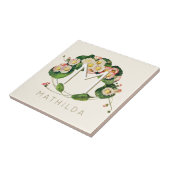 Art Nouveau Daisies Wreath Monogram zum Personalis Fliese (Seite)