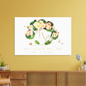Art Nouveau Daisies Wreath Monogram zum Personalis Leinwanddruck (Insitu (Wohnzimmer))