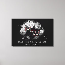 Art Nouveau Daisies Wreath Monogram zum Personalis Leinwanddruck