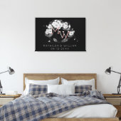 Art Nouveau Daisies Wreath Monogram zum Personalis Leinwanddruck (Insitu (Schlafzimmer))