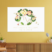 Art Nouveau Daisies Wreath Monogram zum Personalis Leinwanddruck (Insitu (Wohnzimmer))
