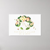 Art Nouveau Daisies Wreath Monogram zum Personalis Leinwanddruck (Vorderseite)