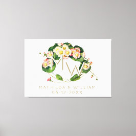 Art Nouveau Daisies Wreath Monogram zum Personalis Leinwanddruck