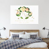 Art Nouveau Daisies Wreath Monogram zum Personalis Leinwanddruck (Insitu (Schlafzimmer))