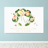 Art Nouveau Daisies Wreath Monogram zum Personalis Leinwanddruck (Insitu (Holzboden))