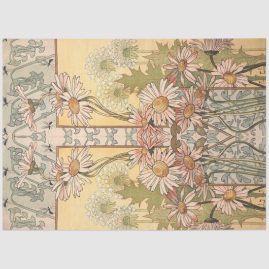 Art Nouveau Daisy Border Seidenpapier (Vorderseite)
