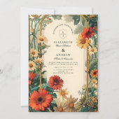 Art Nouveau Daisy Frame Wedding Einladung (Vorderseite)