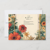 Art Nouveau Daisy Frame Wedding RSVP Karte (Vorderseite)