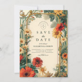 Art Nouveau Daisy Frame Wedding Save The Date (Vorderseite)