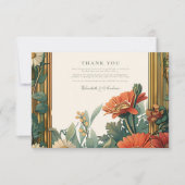 Art Nouveau Daisy Gerbera Blumenrahmen Wedding Dankeskarte (Vorderseite)