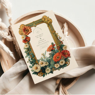 Art Nouveau Daisy Gerbera Blumenrahmen Wedding Einladung