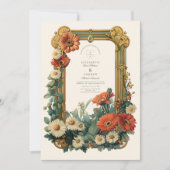 Art Nouveau Daisy Gerbera Blumenrahmen Wedding Einladung (Vorderseite)