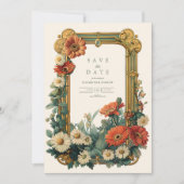 Art Nouveau Daisy Gerbera Blumenrahmen Wedding Save The Date (Vorderseite)