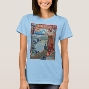 Art Nouveau Dame mit Pfau T-Shirt