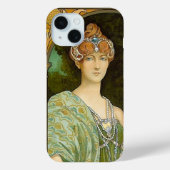Art Nouveau Dame & Pfau Vintage-Illustration Case-Mate iPhone Hülle (Rückseite)