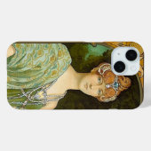 Art Nouveau Dame & Pfau Vintage-Illustration Case-Mate iPhone Hülle (Rückseite (Horizontal))