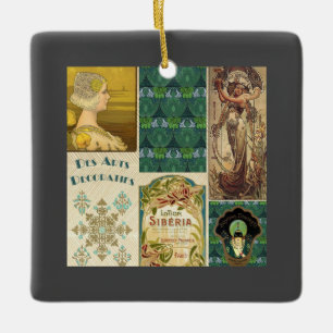 Art Nouveau Damen Keramikornament