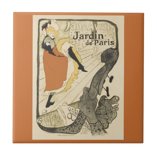 Art Nouveau Dancer Jane Avril von Toulouse Lautrec Fliese (Vorderseite)