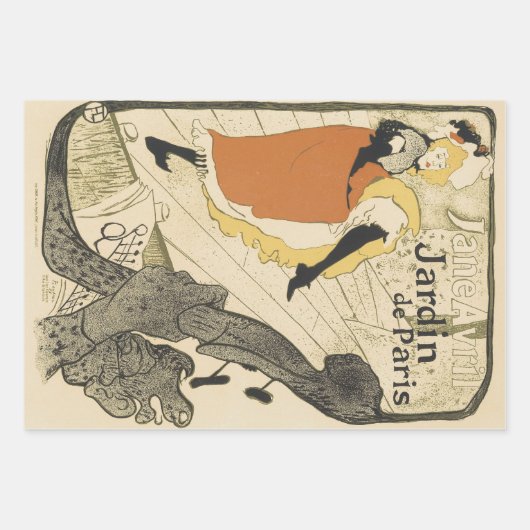 Art Nouveau Dancer Jane Avril von Toulouse Lautrec Geschenkpapier Set (Vorderseite)