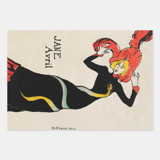 Art Nouveau Dancer Jane Avril von Toulouse Lautrec Geschenkpapier Set (Vorderseite)
