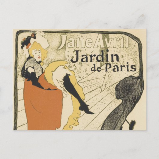 Art Nouveau Dancer Jane Avril von Toulouse Lautrec Postkarte (Vorderseite)