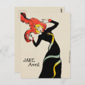 Art Nouveau Dancer Jane Avril von Toulouse Lautrec Postkarte (Vorne/Hinten)