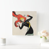 Art Nouveau Dancer Jane Avril von Toulouse Lautrec Quadratische Wanduhr (Zuhause)