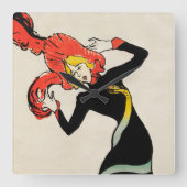 Art Nouveau Dancer Jane Avril von Toulouse Lautrec Quadratische Wanduhr (Vorderseite)