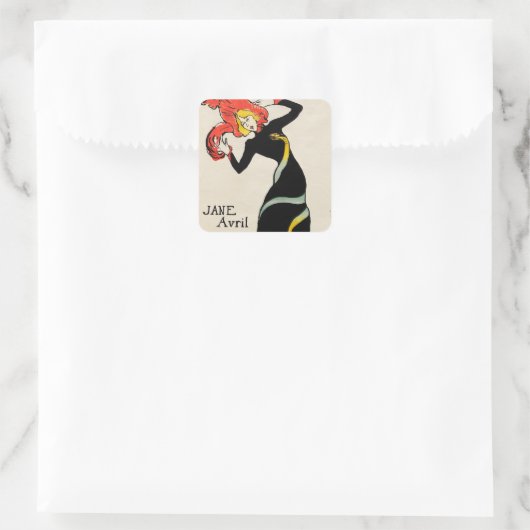Art Nouveau Dancer Jane Avril von Toulouse Lautrec Quadratischer Aufkleber (Tasche)