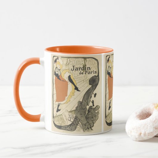 Art Nouveau Dancer Jane Avril von Toulouse Lautrec Tasse (Mit Donut)