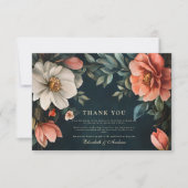 Art Nouveau Dark Florals Dankeskarte (Vorderseite)