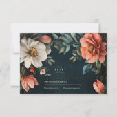 Art Nouveau Dark Florals RSVP Karte (Vorderseite)