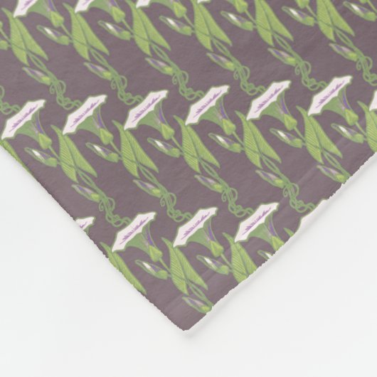 Art Nouveau dark Ipomoea Tapete Fleecedecke (Ecke)