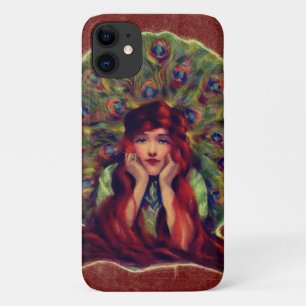 Art nouveau deco elegante Frau Pfauenfedern Case-Mate iPhone Hülle