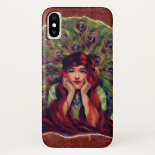 Art nouveau deco elegante Frau Pfauenfedern  Case-Mate iPhone Hülle