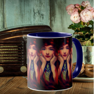 Art nouveau Deco Frau vintage Schönheit Tasse