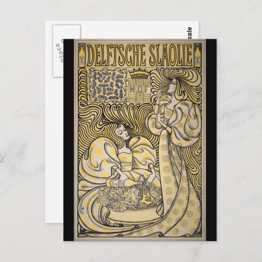 Art Nouveau Delftsche Slaolie Delft Postkarte (Vorne/Hinten)