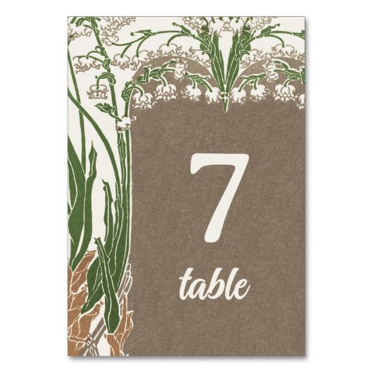 Art Nouveau Delicate Snowdrops Tischnummer (Vorderseite)