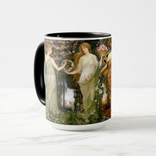 Art Nouveau der 4 Jahreszeiten von Walter Crane im Tasse