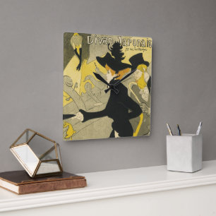 Art Nouveau, Divan Japonais von Toulouse Lautrec Quadratische Wanduhr