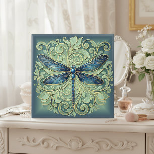 Art Nouveau-Drachenfliege-Ornament #12 Blau ID1222 Fliese