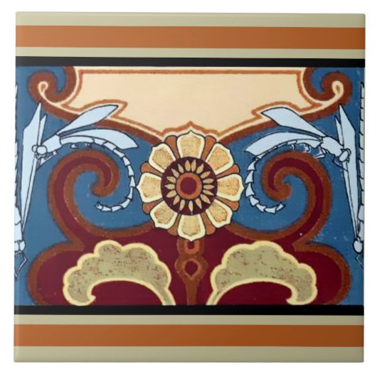 Art Nouveau Dragonflies & Blume Frieze Fliese (Vorderseite)